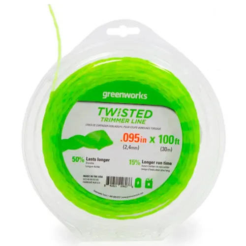 Леска витая 2,4 мм 2950207 для триммеров Greenworks GD60LT 60V, GD60BCB 60V, GD82LT 82V и GD82BCB 82V — детальное фото