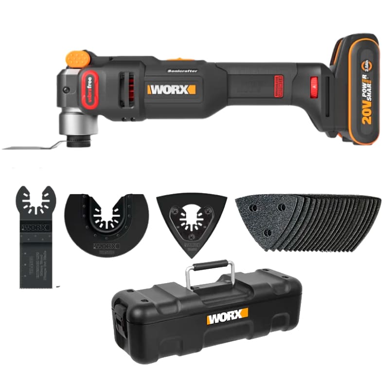 Реноватор WORX WX698 20V бесщеточный аккумуляторныйc 2Ач АКБ, зарядкой и кейсом