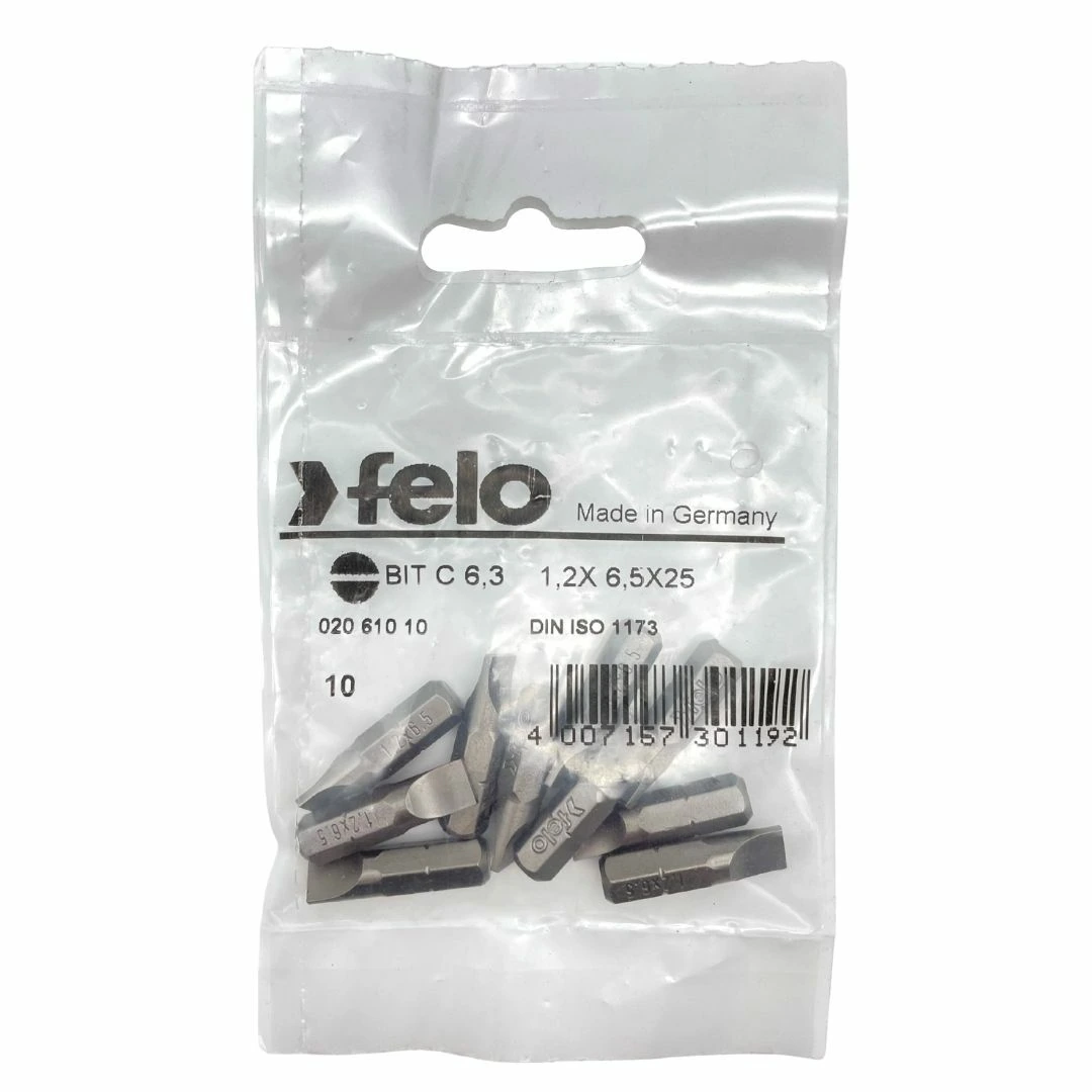 Бита плоская шлицевая Industrial 10 шт, SL 6.5x1.2 Felo 02061010 — детальное фото
