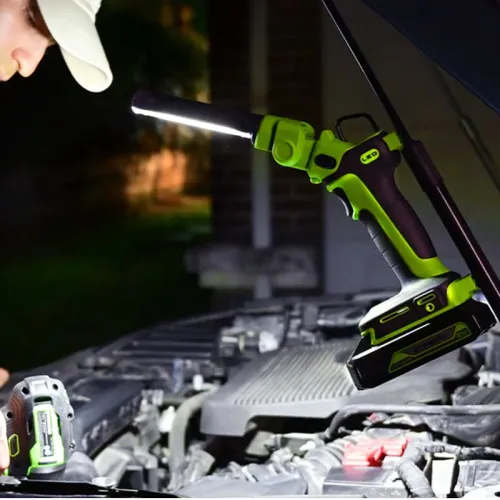 Рабочий аккумуляторный LED-фонарь Greenworks G24UL 24V 3503707 (650 Лм) со сменными плафонами аккумуляторный — детальное фото