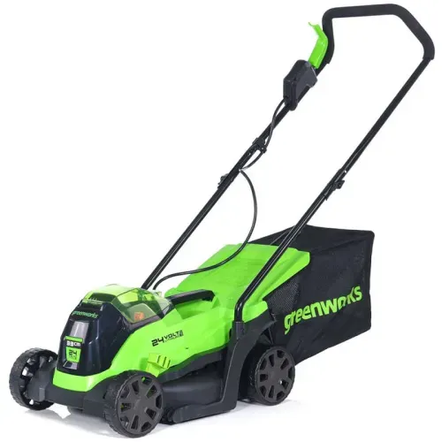 Газонокосилка аккумуляторная 33 см Greenworks 24V GD24LM33 2516107UA, бесщеточная, с АКБ на 2 А*ч и ЗУ