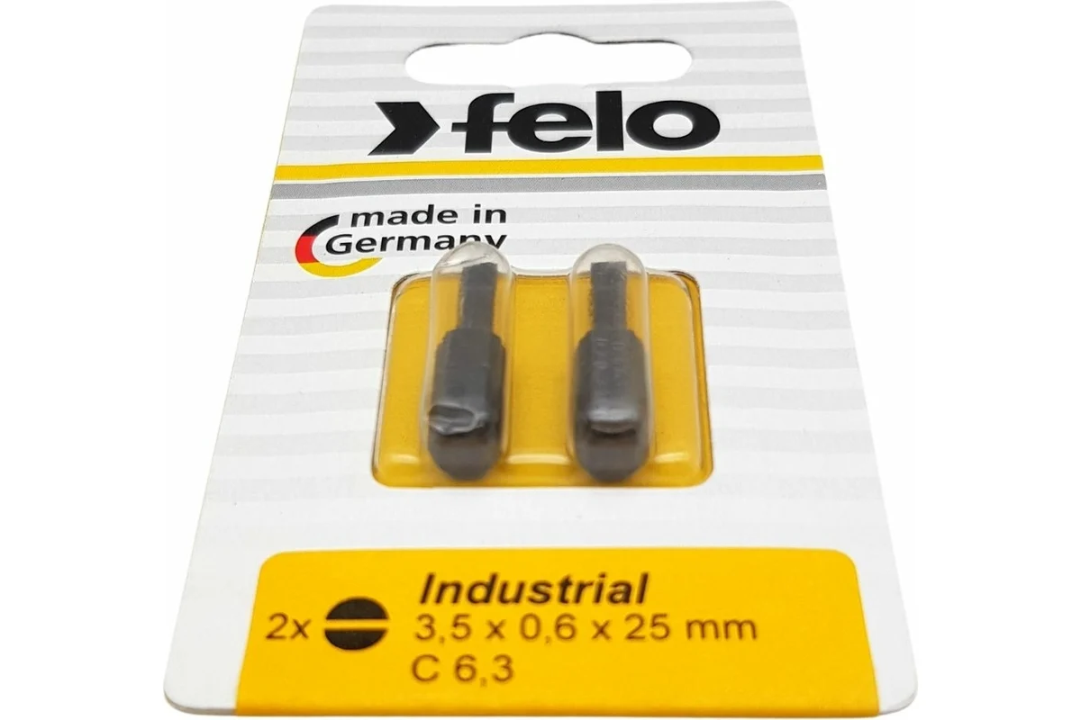 Бита плоская шлицевая 3.5x0.6x25 мм серия Industrial, 2 шт в блистере Felo 02031036 — детальное фото